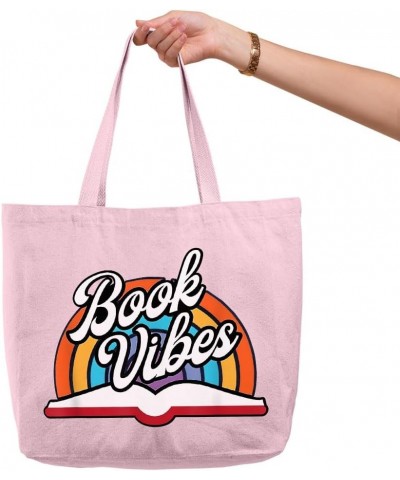 Book Vibes Zippered Tote Bag - Book Inspired Stuff - Book Aesthetic Bag White $15.18 Totes