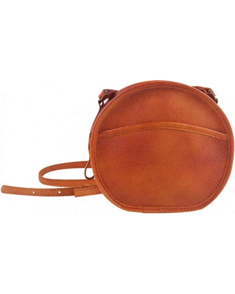 Round Crossbody Bag for Women Circle Crossbody Shoulder Bag Leather Handbag Brown $32.99 Crossbody Bags