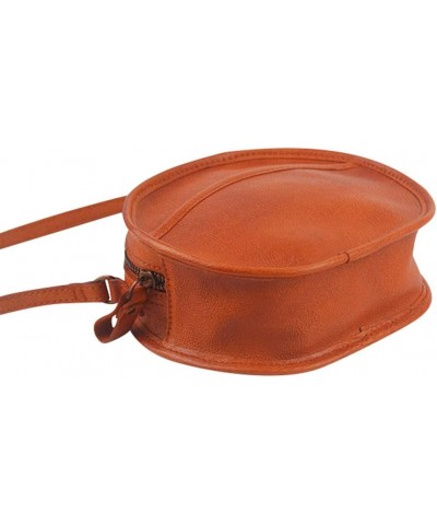 Round Crossbody Bag for Women Circle Crossbody Shoulder Bag Leather Handbag Brown $32.99 Crossbody Bags