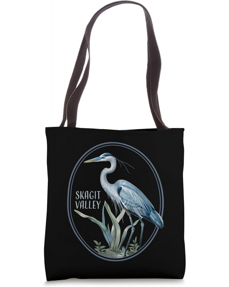 Skagit Valley WA Souvenir Birdwatching Heron Bird Blue Great Tote Bag $11.70 Totes