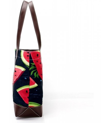 Watermelon Canvas Leather Mix Handbag - 13.3x4.7x12.2 in - Stylish and Durable Women's Satchel Bag $18.06 Satchels