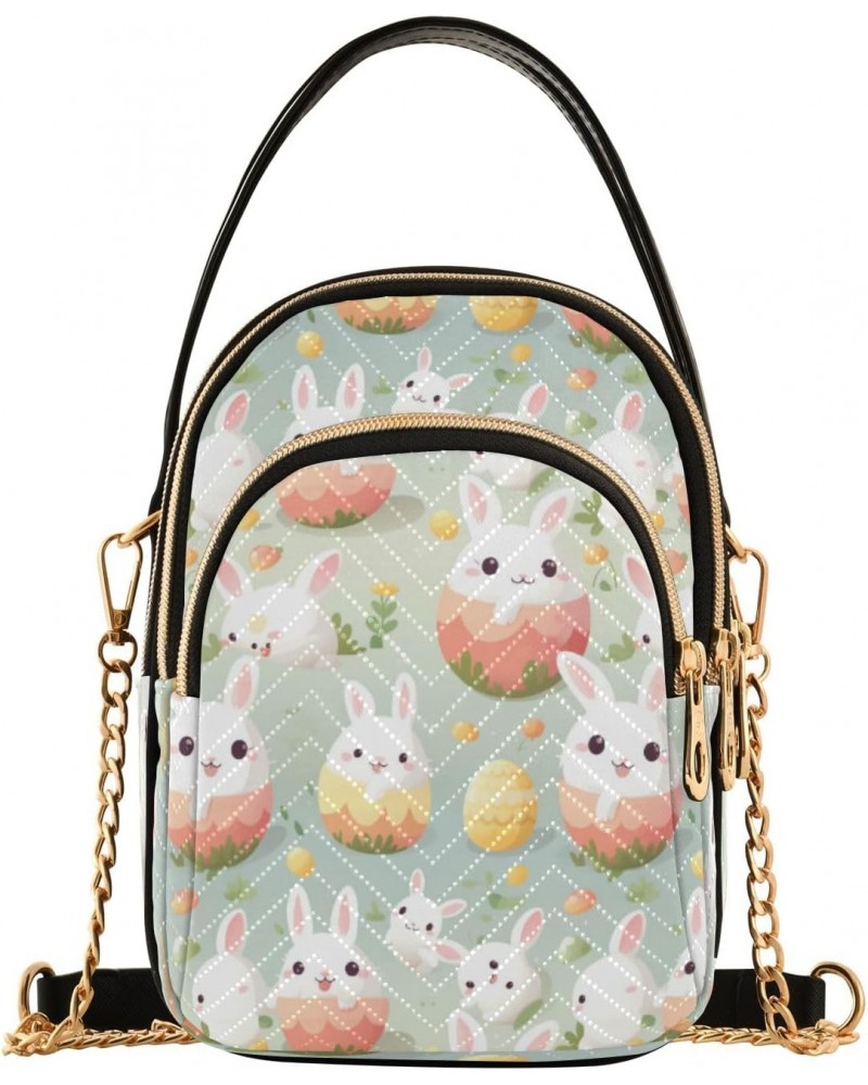 Happy Easter Rabbit 2 Crossbody Handbags for Women Casual Leather Shoulder Phone Purse $14.29 Crossbody Bags