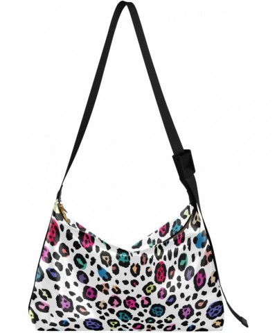 Large Crossbody Bag Colorful Leopard Print PU Leather Shoulder Bag for Women Girls $18.47 Crossbody Bags