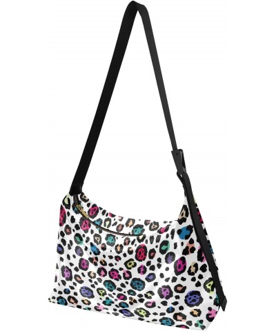 Large Crossbody Bag Colorful Leopard Print PU Leather Shoulder Bag for Women Girls $18.47 Crossbody Bags