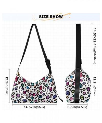 Large Crossbody Bag Colorful Leopard Print PU Leather Shoulder Bag for Women Girls $18.47 Crossbody Bags