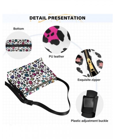 Large Crossbody Bag Colorful Leopard Print PU Leather Shoulder Bag for Women Girls $18.47 Crossbody Bags