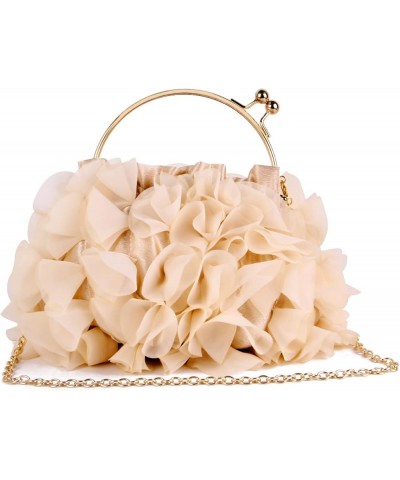 Women Floral Clutch Purses Satin Flower Evening Bag Party Prom Handbags Apricot $16.74 Evening Bags