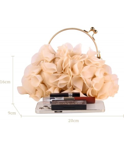 Women Floral Clutch Purses Satin Flower Evening Bag Party Prom Handbags Apricot $16.74 Evening Bags