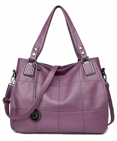 Ladies Leather Handbags Large Capacity Top Handle Messenger Crossbody Shoulder Bags for Womens (Black) Purple $32.17 Totes