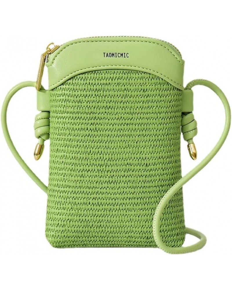 Crossbody Phone Bag for Women Straw Purse Wallet Ladies Cross Body Mini Handbags Clutch Green $12.39 Totes