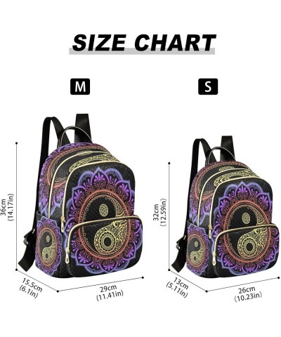 Backpack Purse for Women Mandala Flower Yin Yang, Mini Fashion Backpack Ethnic Lightweight Casual Daypack Shoulder Bag Travel...