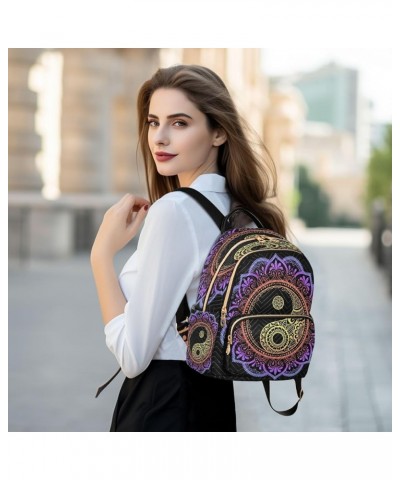 Backpack Purse for Women Mandala Flower Yin Yang, Mini Fashion Backpack Ethnic Lightweight Casual Daypack Shoulder Bag Travel...