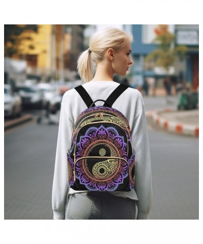 Backpack Purse for Women Mandala Flower Yin Yang, Mini Fashion Backpack Ethnic Lightweight Casual Daypack Shoulder Bag Travel...