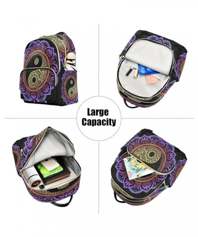 Backpack Purse for Women Mandala Flower Yin Yang, Mini Fashion Backpack Ethnic Lightweight Casual Daypack Shoulder Bag Travel...