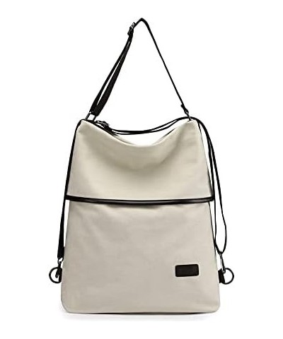 Canvas Shoulder Bag Hobo Bag Multifunctional Backpack, School Work Travel Ladies Handbag Wallet (Purple) Beige $21.55 Backpacks