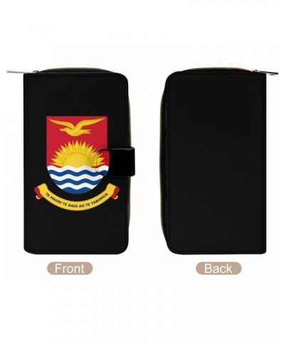 Coat of Arms of Kiribati Womens Wallet Leather Card Holder Purse RFID Blocking Bifold Clutch Handbag with Zipper Pocket $21.4...