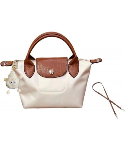 Mini Top Handle Purse for Women，Shoulder Tote Bags Crossbody Weekend Satchel Handbag With Strap White/Brown $24.18 Handbags