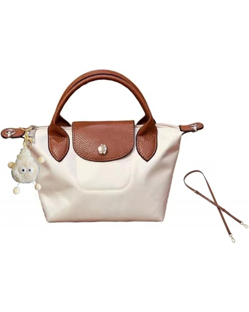 Mini Top Handle Purse for Women，Shoulder Tote Bags Crossbody Weekend Satchel Handbag With Strap White/Brown $24.18 Handbags