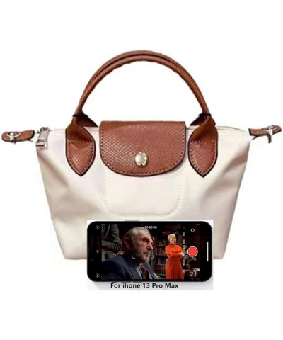 Mini Top Handle Purse for Women，Shoulder Tote Bags Crossbody Weekend Satchel Handbag With Strap White/Brown $24.18 Handbags