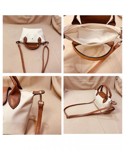 Mini Top Handle Purse for Women，Shoulder Tote Bags Crossbody Weekend Satchel Handbag With Strap White/Brown $24.18 Handbags