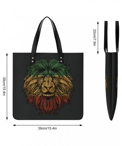 Rasta Lion Roots Rock Reggae Women Tote Bags Top Handle Satchel Handbags PU Faux Leather Tassel Shoulder Purse $15.58 Totes