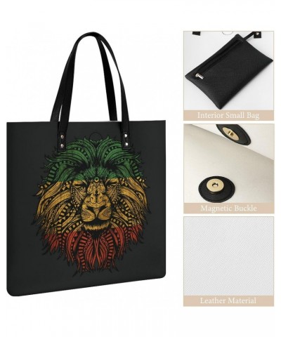 Rasta Lion Roots Rock Reggae Women Tote Bags Top Handle Satchel Handbags PU Faux Leather Tassel Shoulder Purse $15.58 Totes