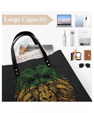 Rasta Lion Roots Rock Reggae Women Tote Bags Top Handle Satchel Handbags PU Faux Leather Tassel Shoulder Purse $15.58 Totes