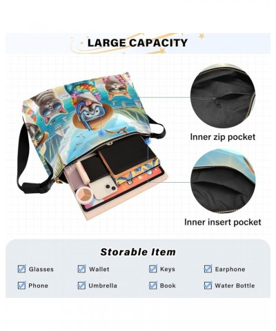 Blot Cat Cartoon Shoulder Bag Crossbody Large Crossbody Bags for Women Shoulder Purse Leather Bags for Women Hawaii Funny Pet...