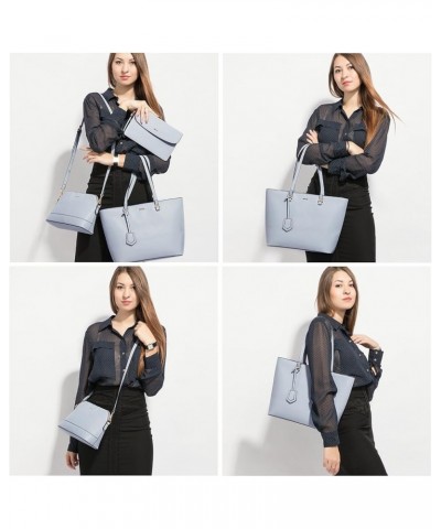 Purses and Handbags for Women Fashion Tote Bags Shoulder Bag Top Handle Satchel Bags 3pcs-1 Pale Blue $15.75 Totes