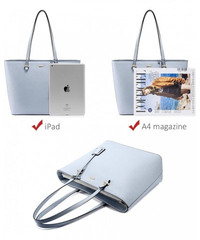 Purses and Handbags for Women Fashion Tote Bags Shoulder Bag Top Handle Satchel Bags 3pcs-1 Pale Blue $15.75 Totes