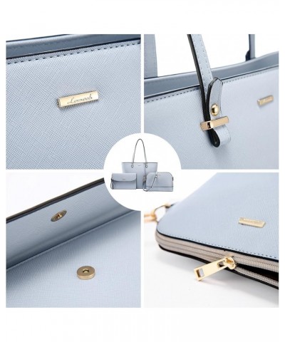 Purses and Handbags for Women Fashion Tote Bags Shoulder Bag Top Handle Satchel Bags 3pcs-1 Pale Blue $15.75 Totes