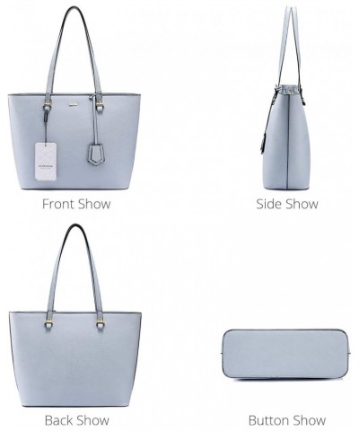 Purses and Handbags for Women Fashion Tote Bags Shoulder Bag Top Handle Satchel Bags 3pcs-1 Pale Blue $15.75 Totes