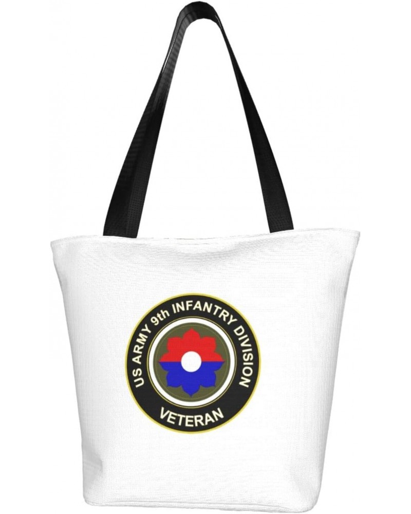 Army Veteran 9th Infantry Division Women'S Casual One Shoulder Carry Shopping Bag Large Capacity Working Storage Handbag $21....