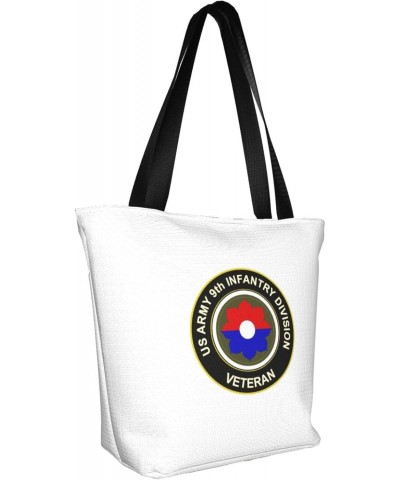 Army Veteran 9th Infantry Division Women'S Casual One Shoulder Carry Shopping Bag Large Capacity Working Storage Handbag $21....