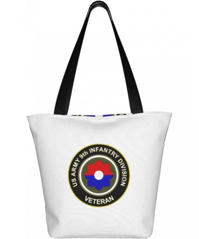 Army Veteran 9th Infantry Division Women'S Casual One Shoulder Carry Shopping Bag Large Capacity Working Storage Handbag $21....