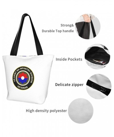 Army Veteran 9th Infantry Division Women'S Casual One Shoulder Carry Shopping Bag Large Capacity Working Storage Handbag $21....