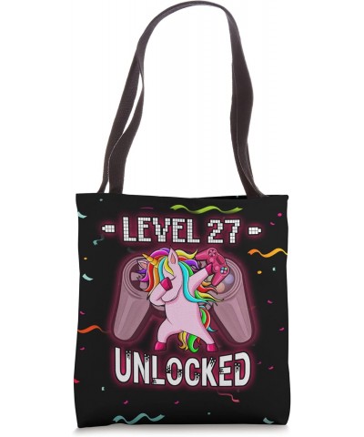 Level 27 Unlocked - Dabbing Pink Unicorn Gamer 27th Birthday Tote Bag $11.74 Totes