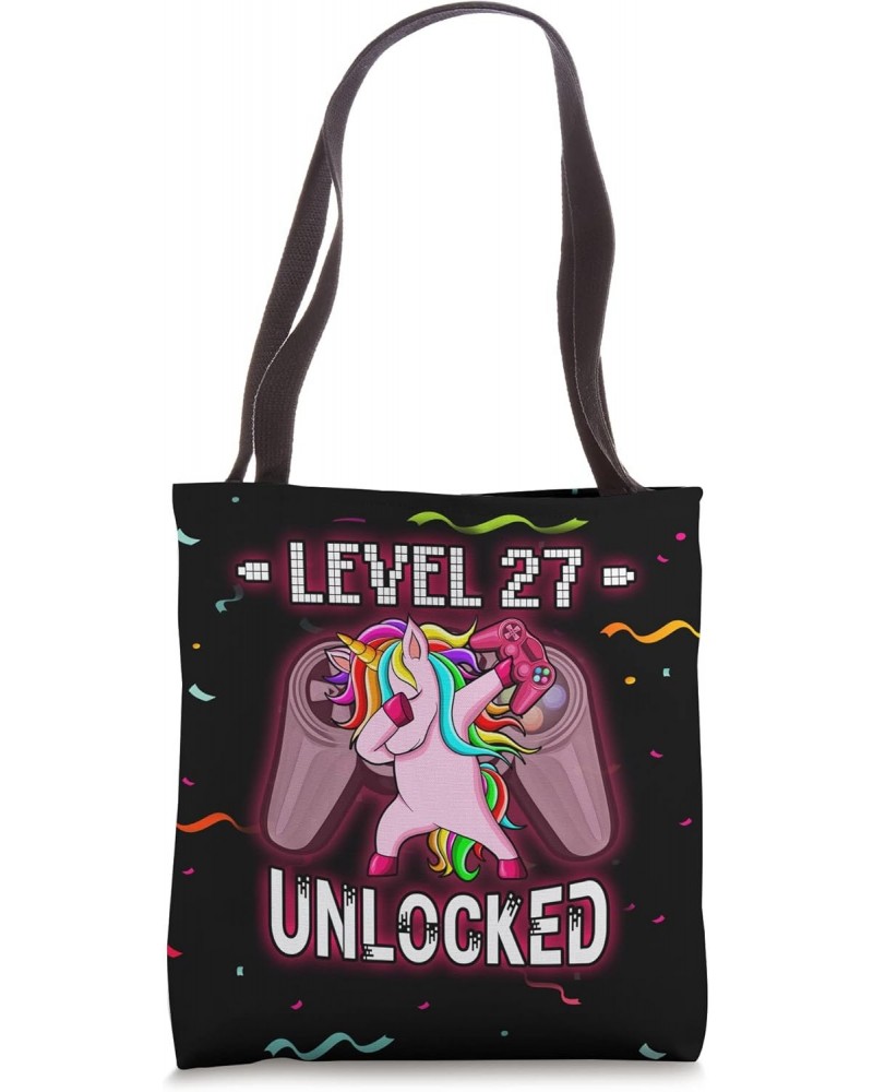 Level 27 Unlocked - Dabbing Pink Unicorn Gamer 27th Birthday Tote Bag $11.74 Totes