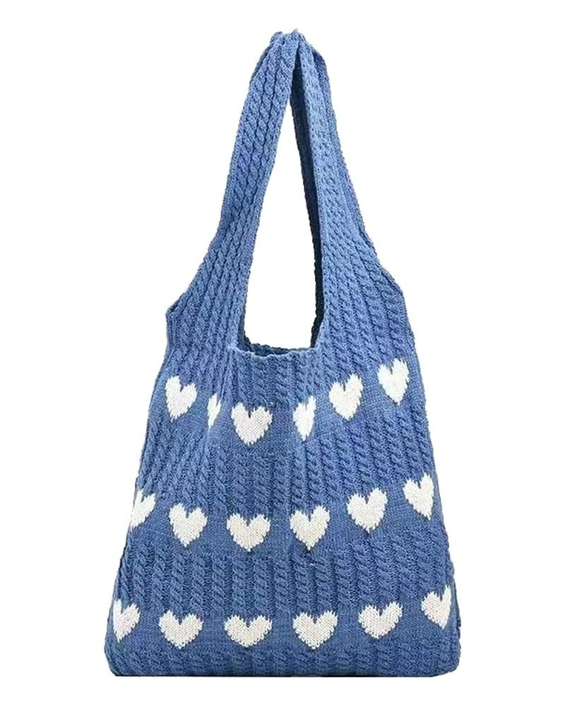 Knit Purse Tote Bags for Women Knit Shoulder Bag Chic Purses Simple Hobo Bag 2024 Blue $11.26 Totes