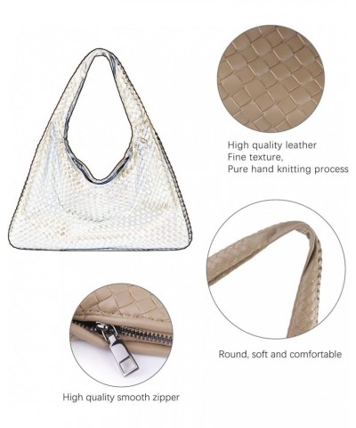 Woven Leather Hobo Bag With Purse for Women Top-handle Shoulder Bag, Tote Bags for Women Large Capacity Soft Handbag Khaki $7...