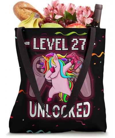 Level 27 Unlocked - Dabbing Pink Unicorn Gamer 27th Birthday Tote Bag $11.74 Totes