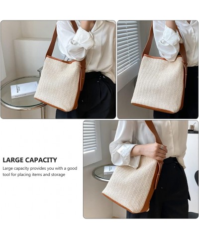 Fashionable Straw Woven Bag Large- capacity Woven Shoulder Bag for Storage Beige $10.62 Shoulder Bags