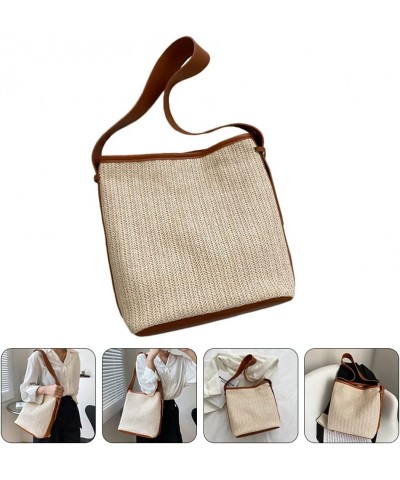 Fashionable Straw Woven Bag Large- capacity Woven Shoulder Bag for Storage Beige $10.62 Shoulder Bags