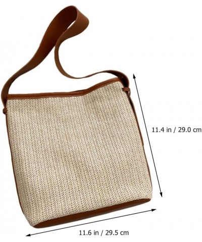 Fashionable Straw Woven Bag Large- capacity Woven Shoulder Bag for Storage Beige $10.62 Shoulder Bags