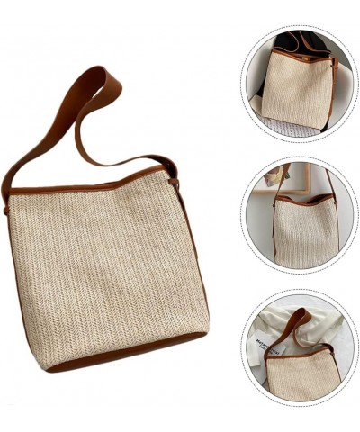 Fashionable Straw Woven Bag Large- capacity Woven Shoulder Bag for Storage Beige $10.62 Shoulder Bags