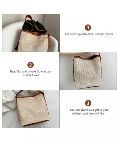 Fashionable Straw Woven Bag Large- capacity Woven Shoulder Bag for Storage Beige $10.62 Shoulder Bags