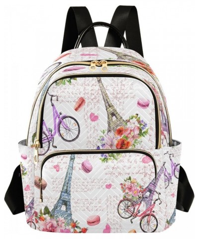 Eiffel Tower Hearts Flowers Women Backpack Purse Ladies Fashion Shoulder Bag Daypack Travel Bag 10L Medium $18.19 Backpacks