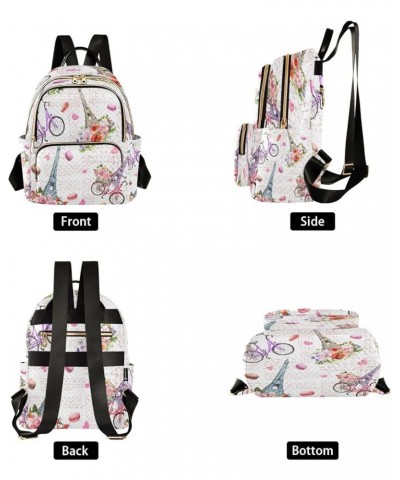 Eiffel Tower Hearts Flowers Women Backpack Purse Ladies Fashion Shoulder Bag Daypack Travel Bag 10L Medium $18.19 Backpacks