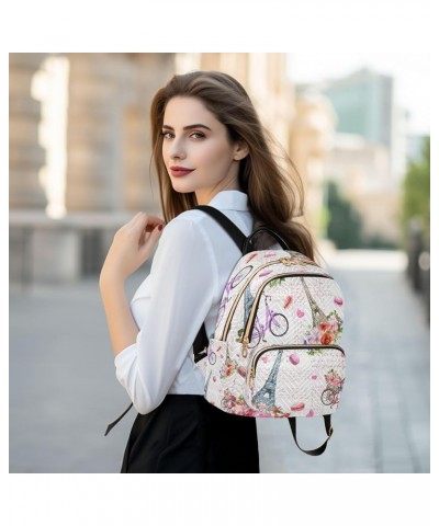 Eiffel Tower Hearts Flowers Women Backpack Purse Ladies Fashion Shoulder Bag Daypack Travel Bag 10L Medium $18.19 Backpacks