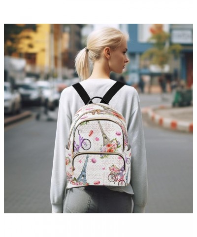 Eiffel Tower Hearts Flowers Women Backpack Purse Ladies Fashion Shoulder Bag Daypack Travel Bag 10L Medium $18.19 Backpacks